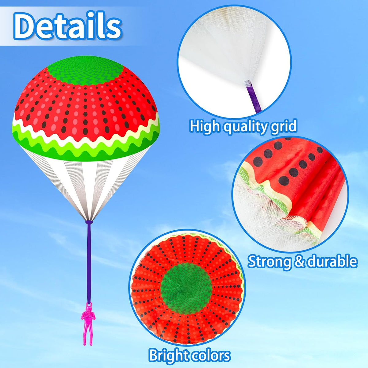 Ynybusi 10 pack parachute toys for kids with colorful patterned nylon canopies - view 5