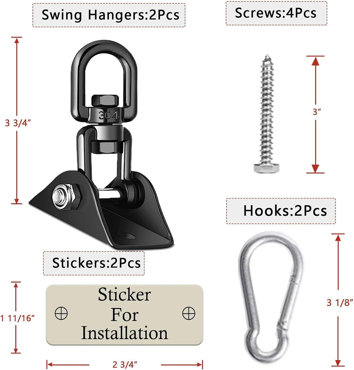 Heavy Duty Swing Hangers for Wooden Sets 2000 LB Capacity Hammock - Silver / 2 Packs - image 4
