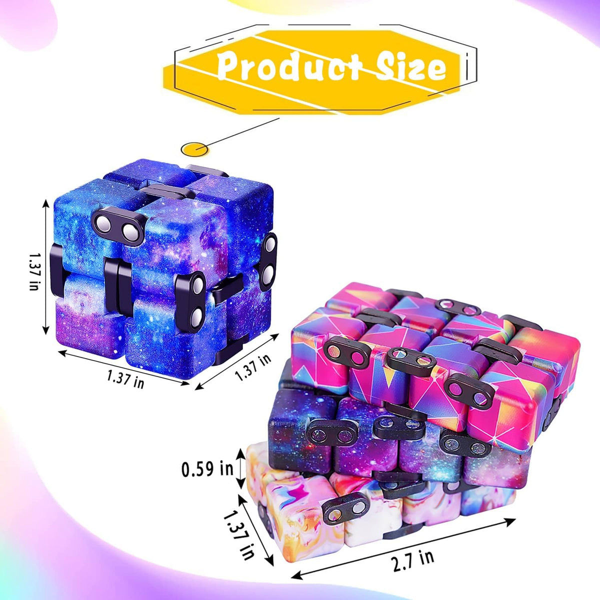 4 Packs Infinity Cube Toy Game for Kids and Adults - Black - image 2