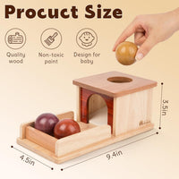 Adena Montessori Object Permanence Box with Tray Three Balls - Natural Wood - image 2