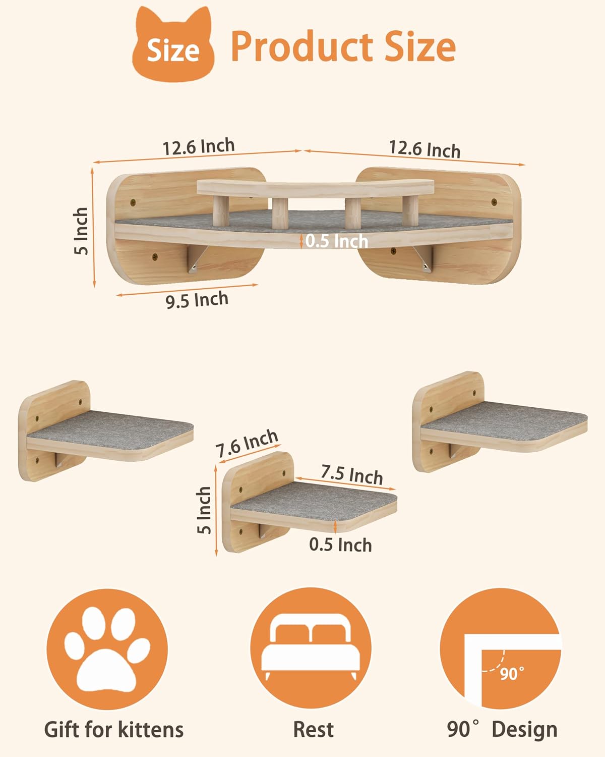 Megidok Cat Wall Furniture Corner Climbing Shelf Perches - M - image 2