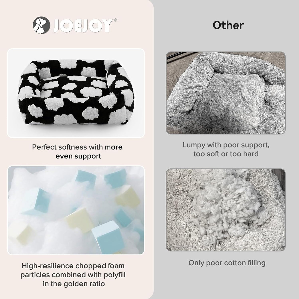JOEJOY Cute Dog Bed Medium Size Dog - Cozy Clouds Black / XL (42"x36"x9") - image 4