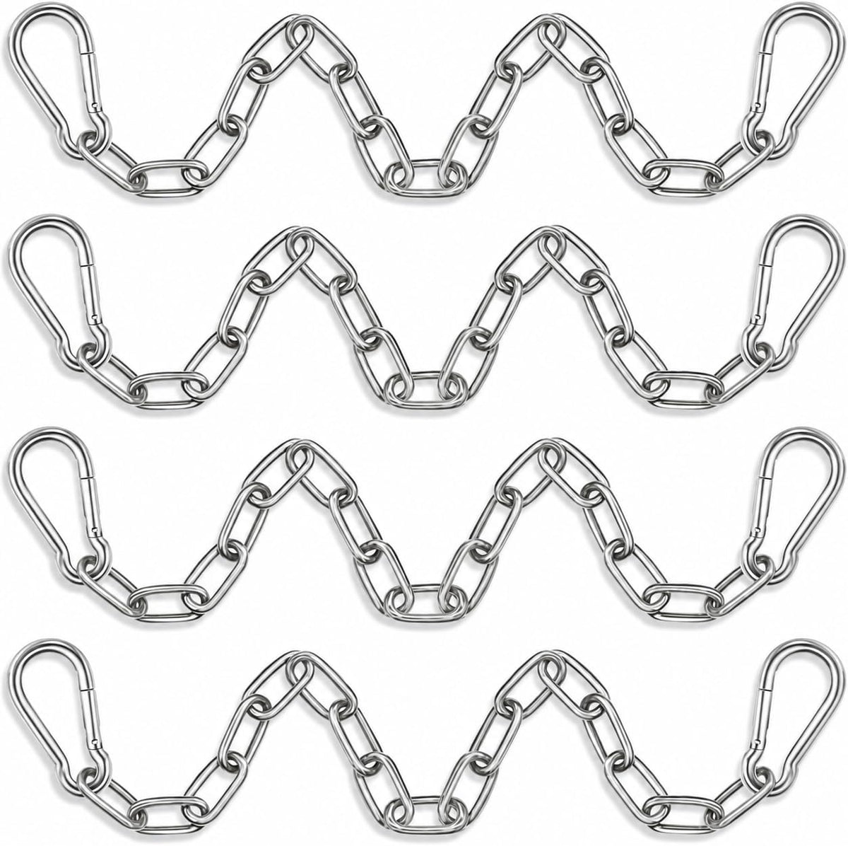 2 Pack Hanging Swing Chain with 4 Carabiners 25in, Swing Chairs - Silver / 25in×4pcs