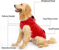 Fleece Dog Hoodie with Pouch, Green S – Essentials for Dogs - Medium / Red - image 2