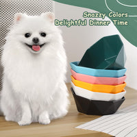Ceramic Tilted Raised Cat Bowl - Green with stand - image 3