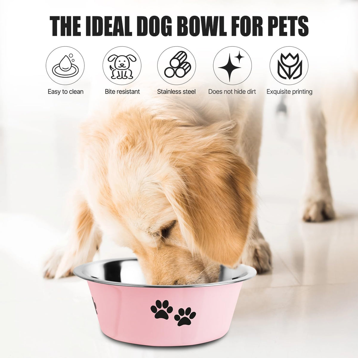Stainless Steel Dog Bowls - Pink / 8.5 Cups/71 OZ - image 2