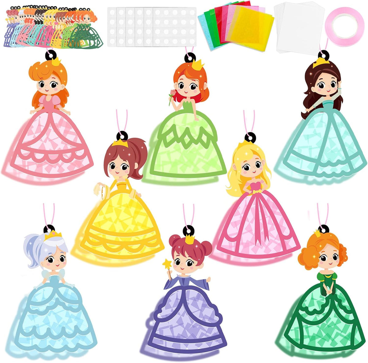 QOUBAI 32 Sets Halloween Bats Suncatchers Craft Kit DIY Window - Princess