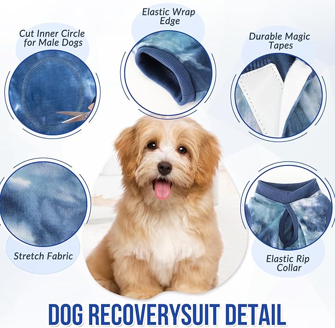 Lukovee Recovery Suit for Dogs, Onesie Surgery Recovery Suit for Female Male Dogs, Abdominal Wounds Cone E-Collar Alternative Prevent Licking Spay Recovery Suit (TBL,S)