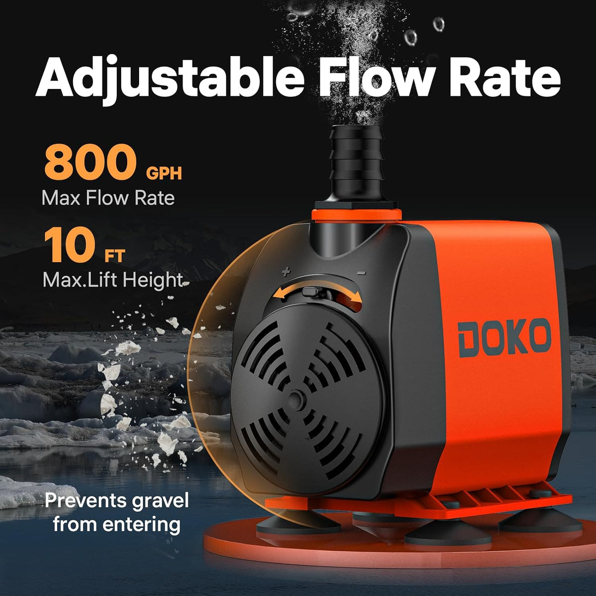DOKO 800GPH Submersible Water Fountain Pump for Pond, Aquarium - 60W 800GPH - image 3