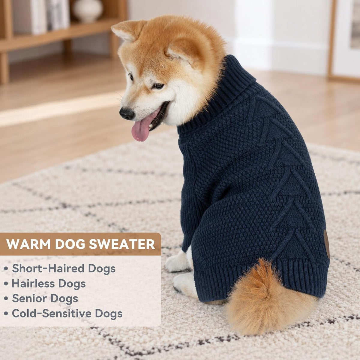 Dog Sweater Long Sleeve Warm Knit Sweaters for Small Dogs Cats Boy – Essentials for Dogs - 1# Navy / XX-Large - image 2