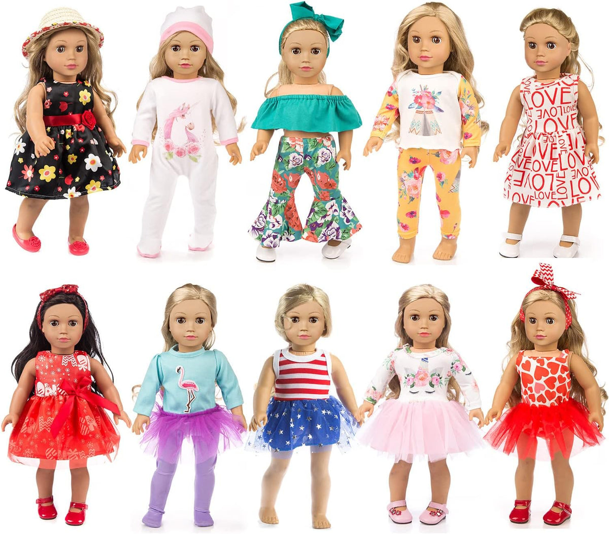 ZQDOLL 19 pcs American Doll Clothes Accessories