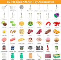 130Pcs Kitchen Playset, Toddler Pretend Cooking Play Pots, Pans - White / 80 Pcs - image 4