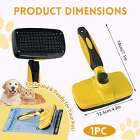 Large Self Cleaning Deshedding Brush for Dogs & Cats - One Button Hair Release Grooming Tool, Gentle Massage Brush for Long and Short Hair (Yellow)