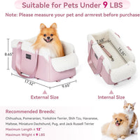 PETSFIT Cat Car Seat, Portable Console Dog Car Seat with Safe Protective Hooks, Luxury Pet Car Seat - Pink / Small - image 4