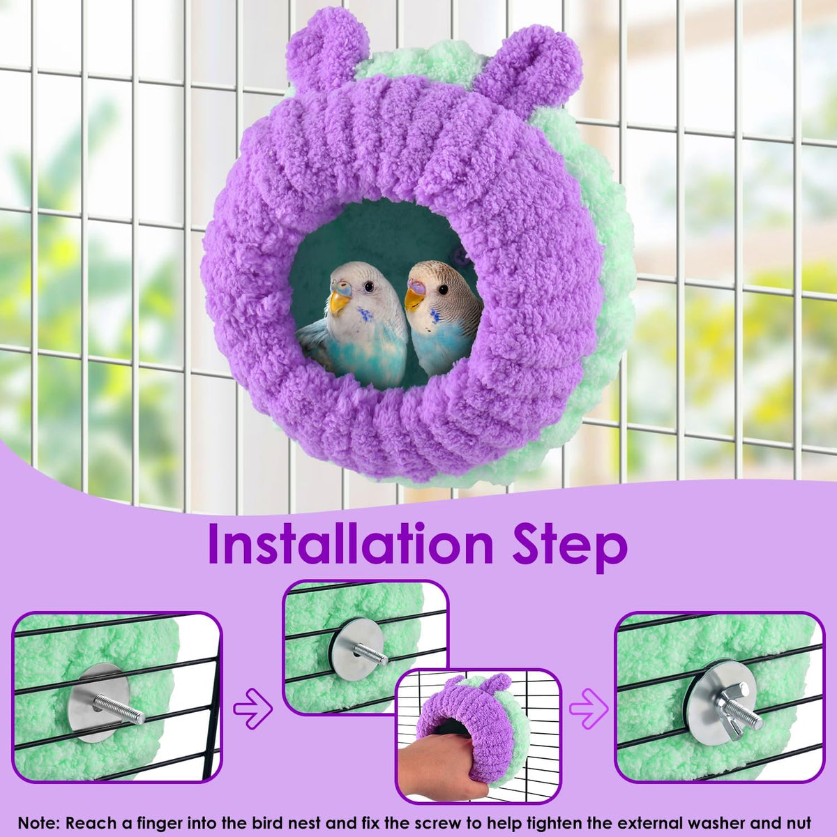 KATUMO Bird Nest, Small Sun Conure Breeding House Parrotlet Snuggle Hut Lovebird Bed for Conure - L (Lilac) - image 3