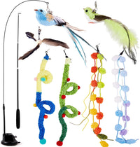 9PCS Interactive Bird Simulation Cat Toy Set with Suction Cup Indoor – Essentials for Cats - suction cup