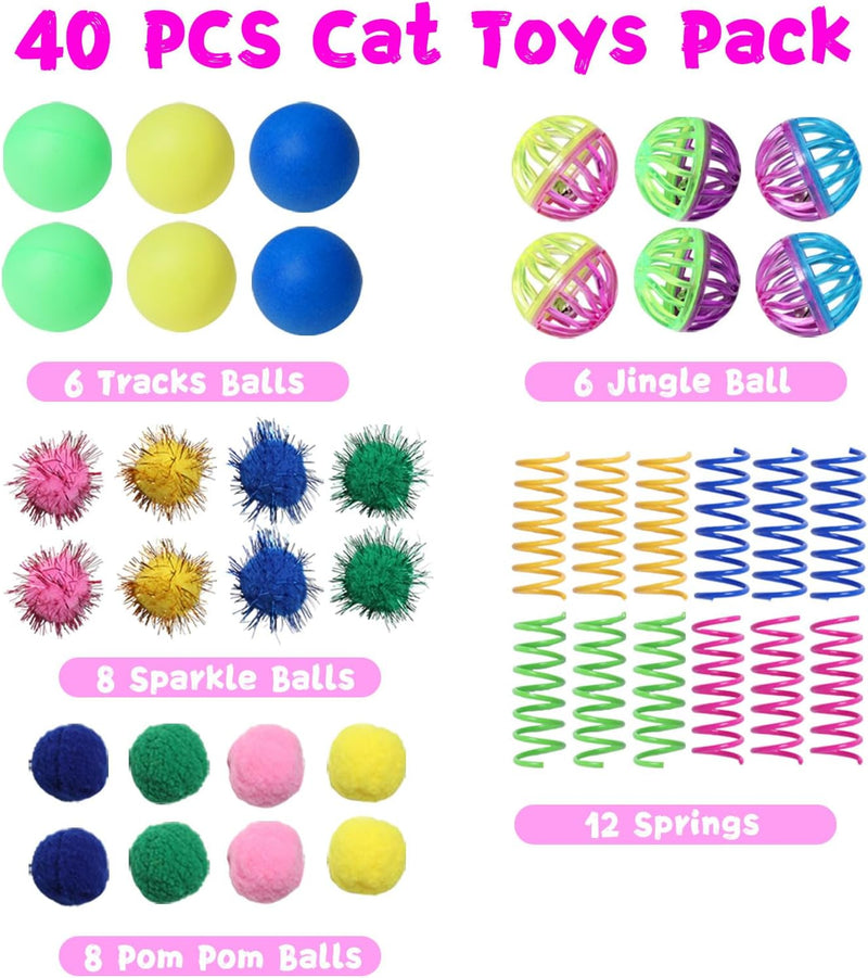 Cat Toys for Indoor Cats 40 PCS Kitten Toys – Essentials for Cats