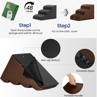 Dog Stairs for Small Dogs, 3-Step Pet Steps for Couch Sofa - Brown / 3 / 3-Step (22.4"D x 15.7"W x 15.7"H) - image 4