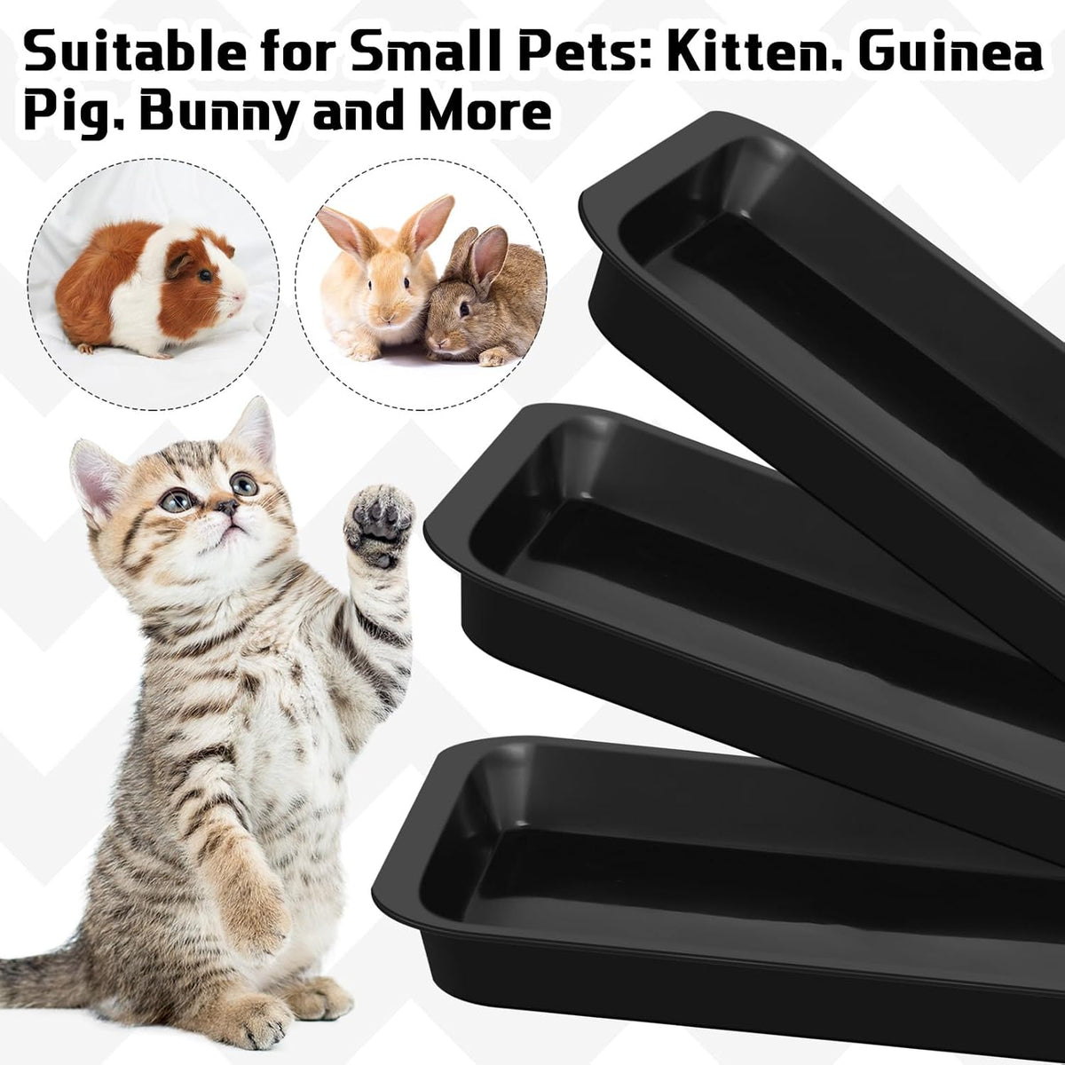 Tessco 3 black plastic kitten litter pans, 15.1 by 12 inches, low entry - view 3