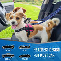 Lukovee Double Dog Car Seat Belt, No Tangle Headrest Restraint – Essentials for Dogs - Blue Paw / 1 Pack - image 4