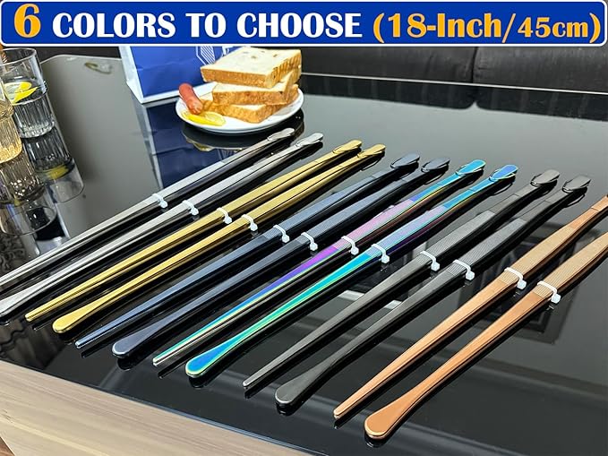JETKONG 2 Pcs 18 Inch (45cm) Stainless Steel Grill Tongs Heavy Duty Giant Tweezer Tongs, Extra Large Tweezers Tools for Cooking, Grilling, BBQ and Turning Food (Rose Gold)