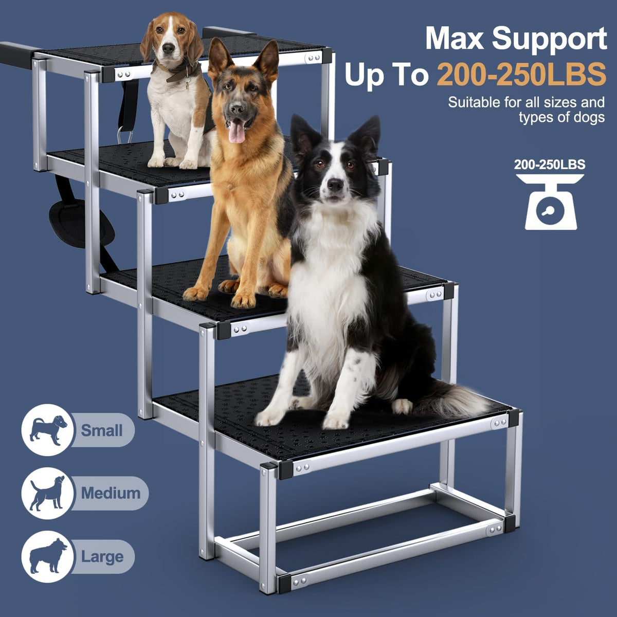 Extra Wide 20" Dog Stairs for Large Dogs - Extra Wide-4 Steps - image 3