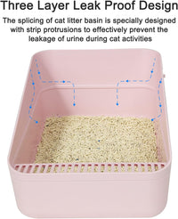 Open Cat Litter Box:Odor Reducing Anti Splash Design – Daily Care for Cats - Pink Small - image 3