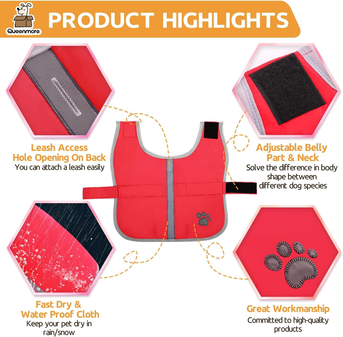 Queenmore Cold Weather Dog Coats Loft Reversible Winter Fleece Dog - X-Large / Red - image 4