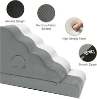 Dog Stairs for Small Dogs 24.6" H, 5-Step Dog Steps for High Bed, High-Density Foam Curved Pet Stairs with Non-Slip Removable Washable Cover to Get on Bed