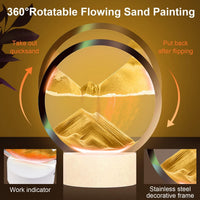 rysnwsu Moving Sand Art Picture Round Glass 3D Deep Sea Sandscape - Orange / RC-Control - image 4