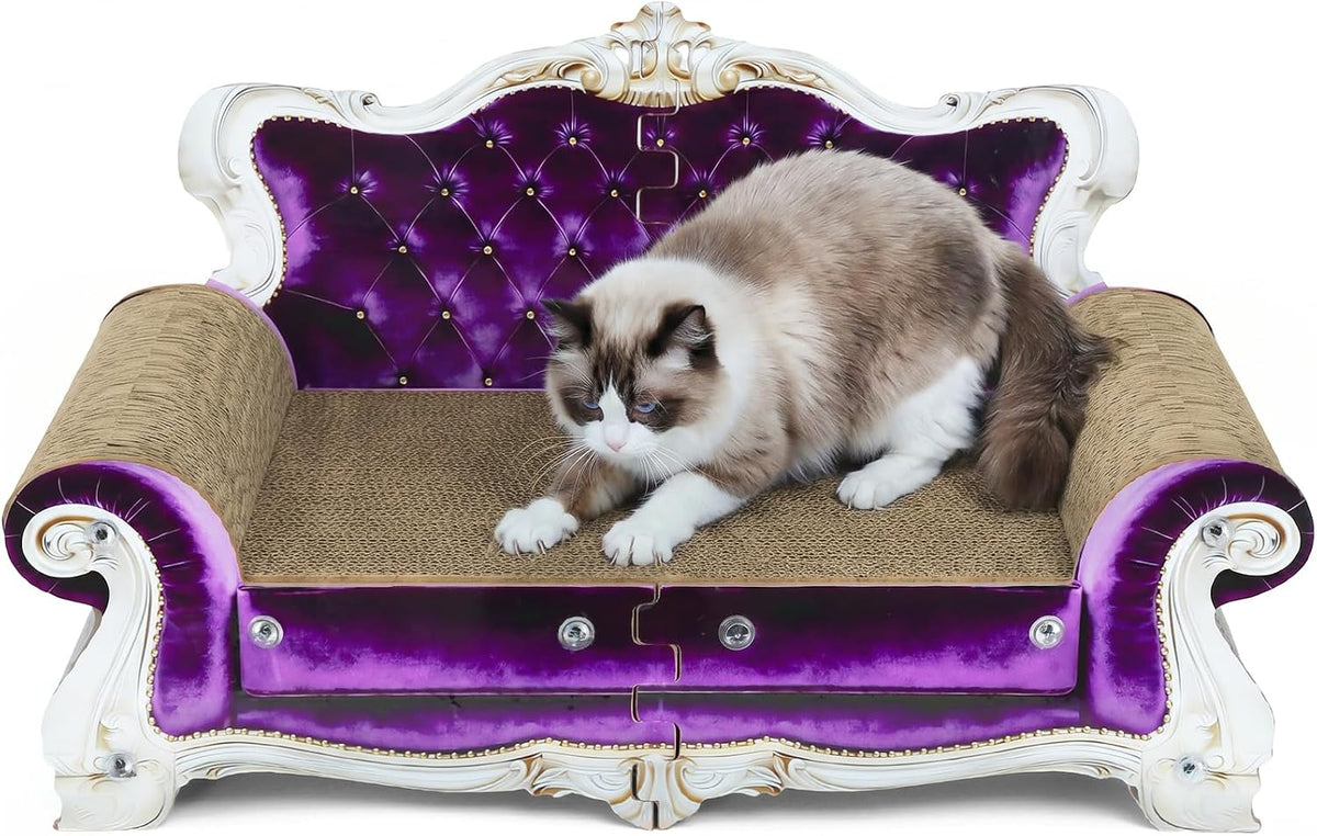 Luxury Cardboard Cat Scratcher Sofa Bed - Purple Crown