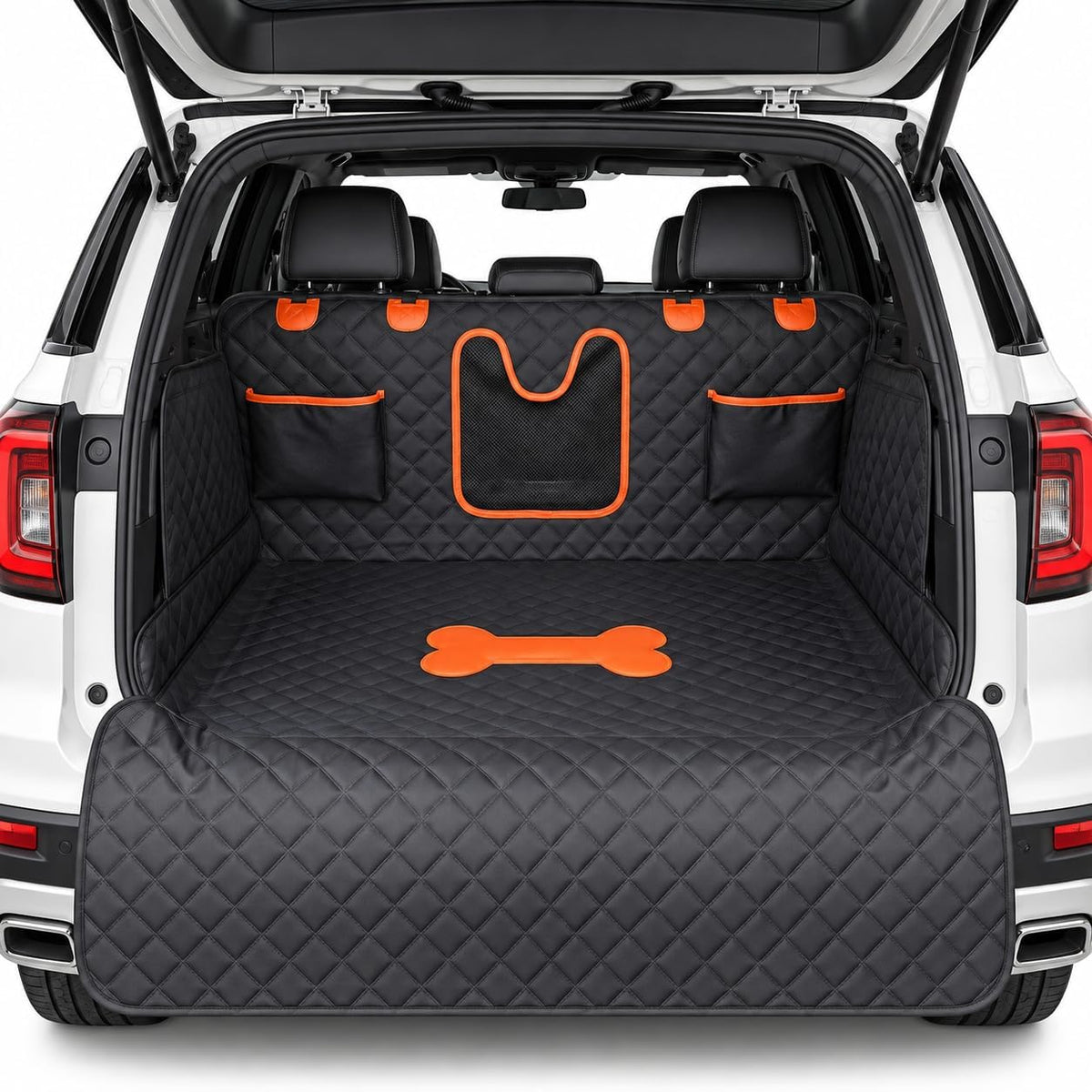 SUV Cargo Liner for Dogs,Waterproof Dog Trunk Cover with Side Flaps – Essentials for Dogs - Bone Pattern / XL