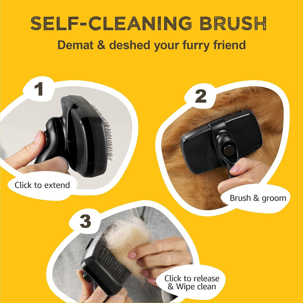 Deshedding Dog Brush for Shedding - Black - image 3