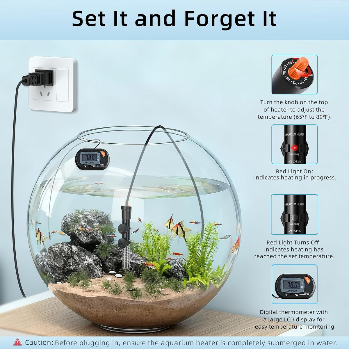 HiTauing Aquarium Heater 25W/50W/100W/200W/300W - 25W for 1-5 gallon - image 4