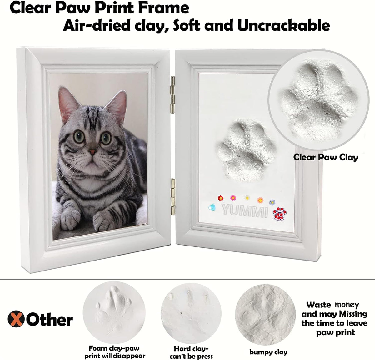 MYPAWLETS Clay Paw Print Kit for Dog Cat - Small-Medium White - image 2