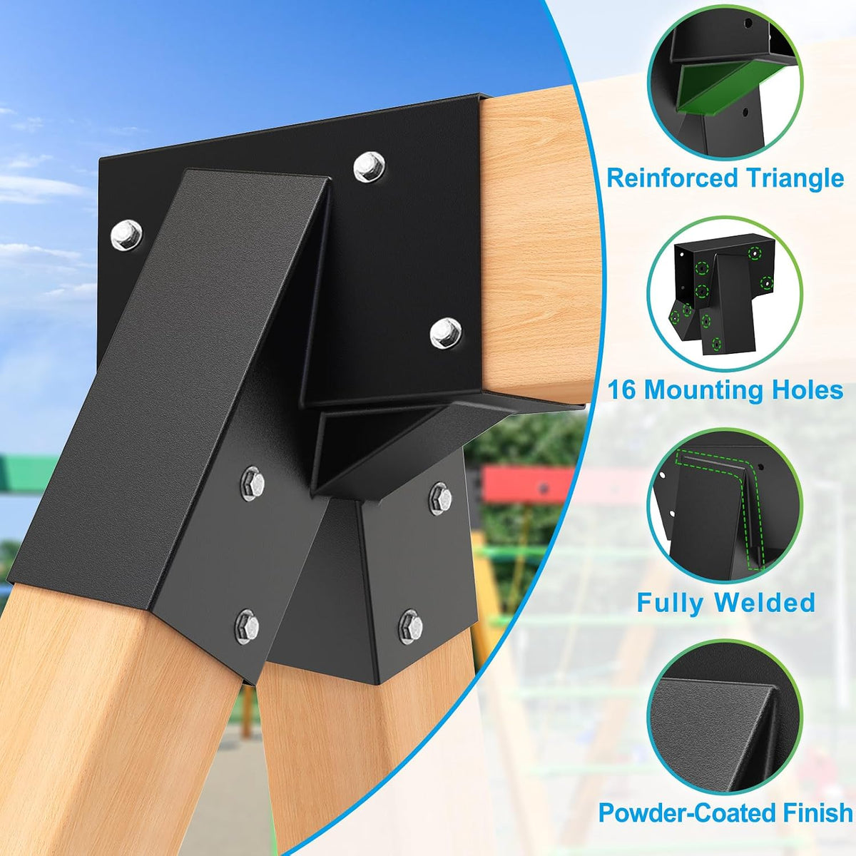 Dolibest Ceiling Mount Swing Hanger Heavy Duty Swing Set Hook - A: 2 Black Frame Bracket+4 Swing Hanger+2 Swing Seat - image 2