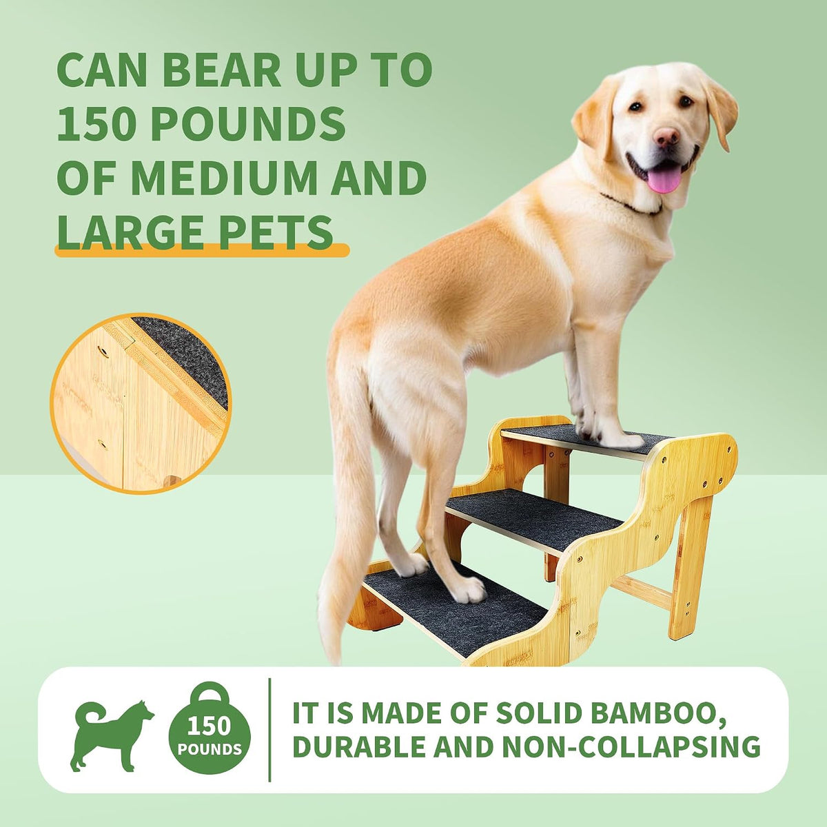 Dog Stairs for Small Dogs - Nature color / 3.0 / 3-Step 20x15.7x15 inch - image 2
