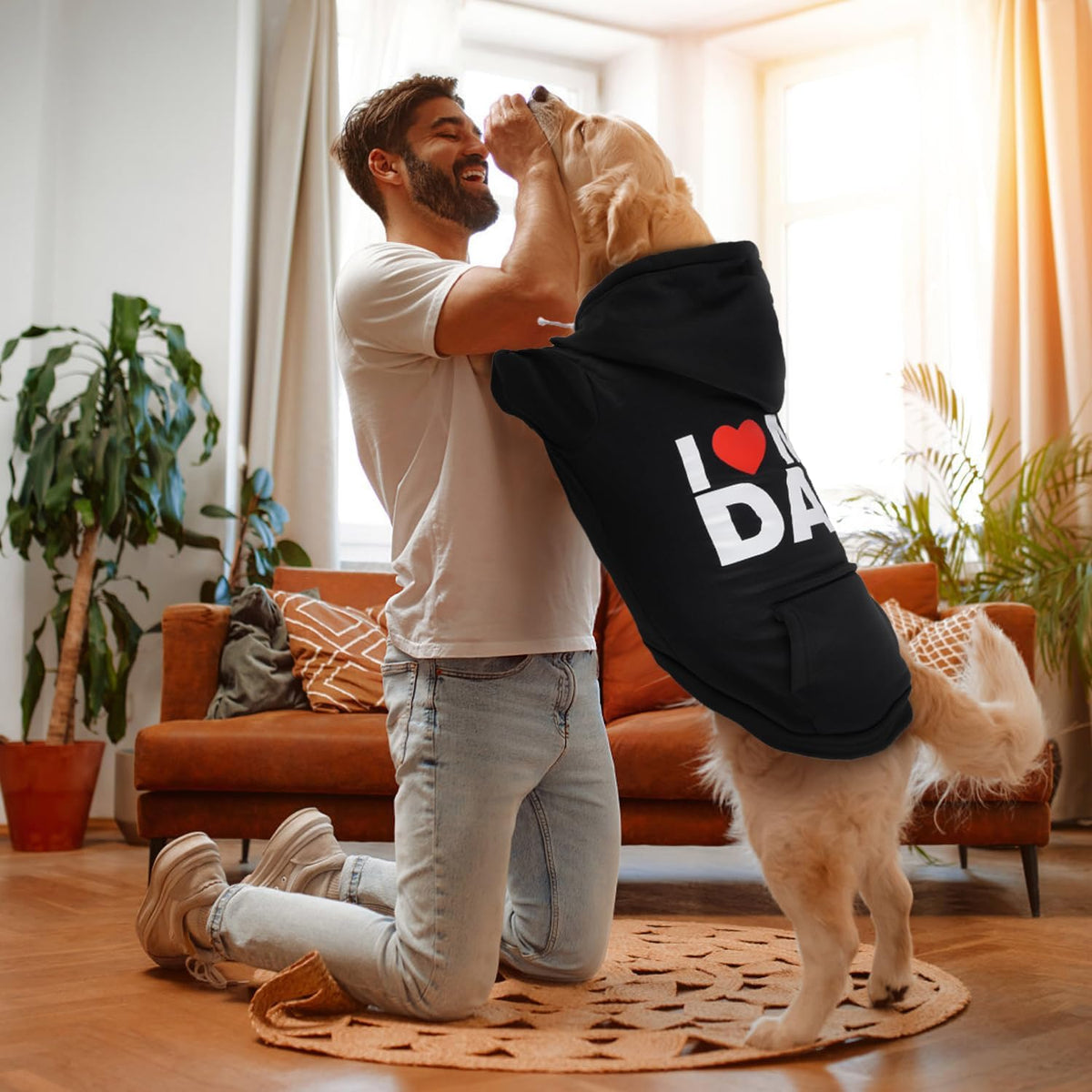 Dog Basic Hoodie Soft Dog Clothes Cold Weather Sweaters for Medium - I LOVE MY DAD / S(Back: 12.6",Chest:18.11", 5-10 lbs) - image 2