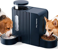 Gravity Automatic Cat Feeder, Water & Food Dispenser Set - Extra Large（1.6 Gallons x 2） / Dark Blue