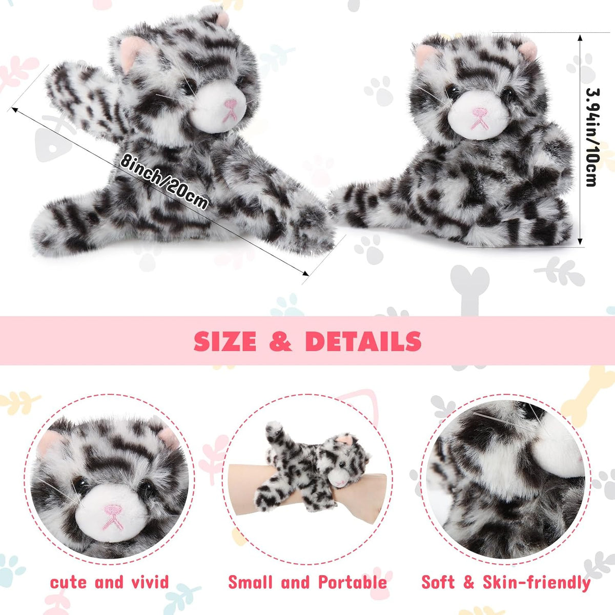 Liliful 8 Pack Kids Plush Gifts Stuffed Animal Slap Bracelets - Kittens - image 2