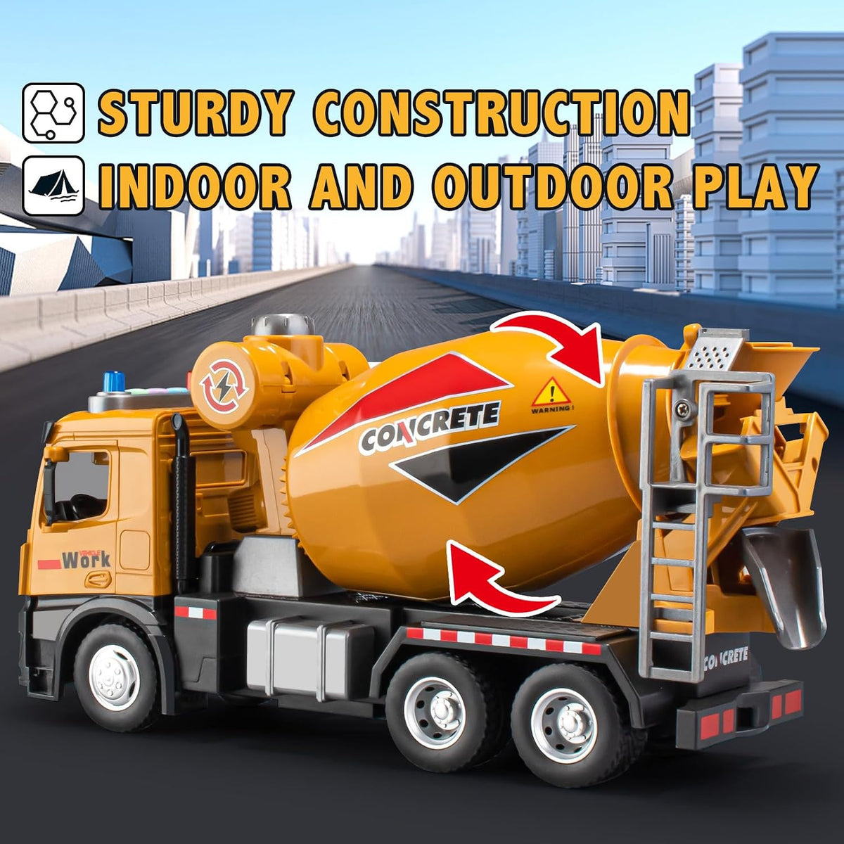 Takgud 13.5 inch friction powered crane truck toy with extending arm and lights - view 4