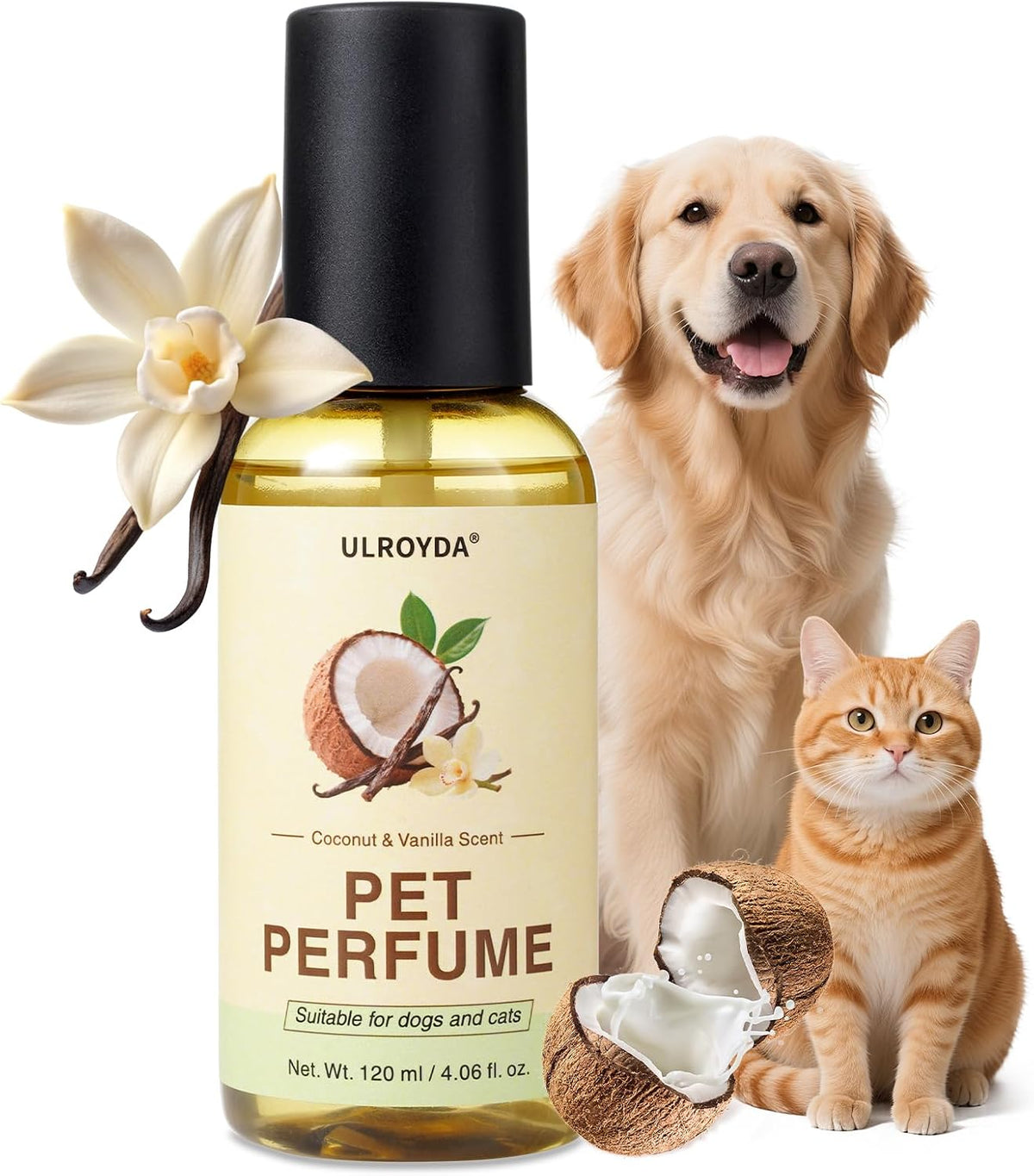 Dog Cologne & Pet Perfume, Long-Lasting Coconut & Vanilla Scent