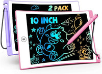 TEKFUN 10in 2 Pack LCD Writing Tablet Coloring Doodle Board Drawing Sketch Pad for Kids with Anti-Lost Stylus, Car Trip Educational Kids Toys Birthday for 3 4 5 6 7 Girls Toddlers