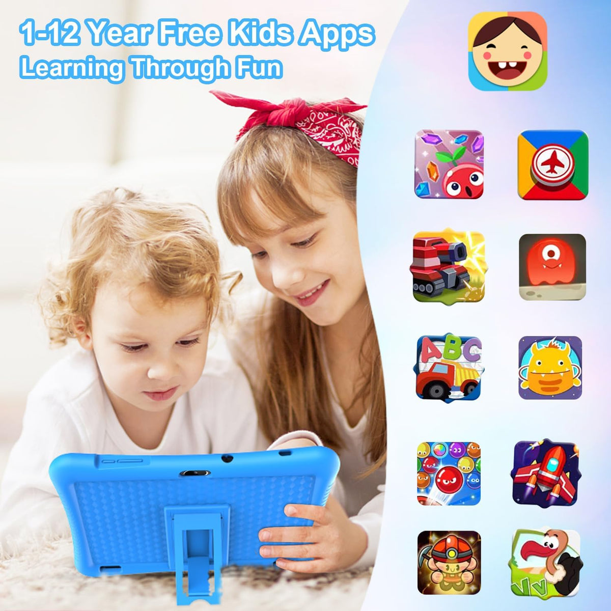 Kids Tablet 10 inch, Tablet for Kids 3-7 Android 32GB - Blue - image 2