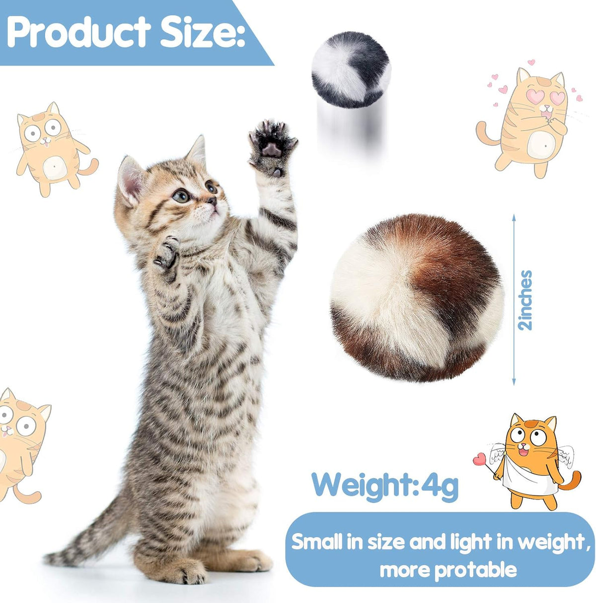 Skylety 8 Pack Cat Pom Poms Ball with Catnip Large Cat Balls Soft - image 2