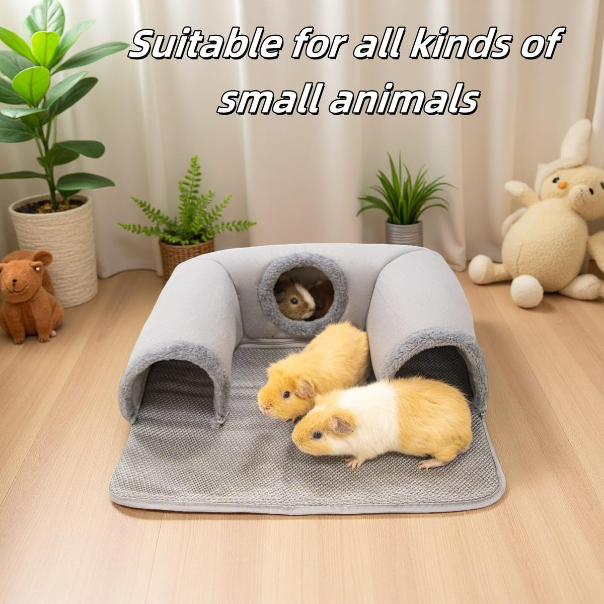 Guinea Pig Hideout Tunnel with Warm Bed for Small Pet 3 Cave Small - White - image 2