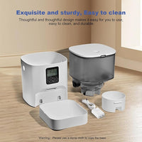 Automatic Cat Feeder, 4L Cat Food Dispenser with 10s Voice Recorder, Pet Feeder up to 8 Meals per Day, Timed Dog Feeder with Dry Food Sealed Ring (White, 4L-Basic)