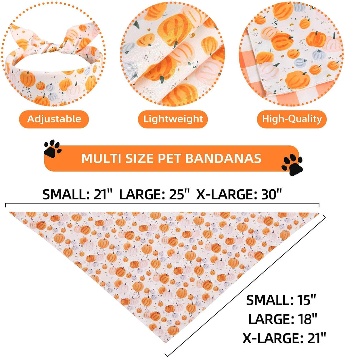 Fall Dog Bandanas 2PCS Large, Thanksgiving Pumpkin Leaf Scarf – Essentials for Dogs - Pumpkin-leaf / X-Large - image 2