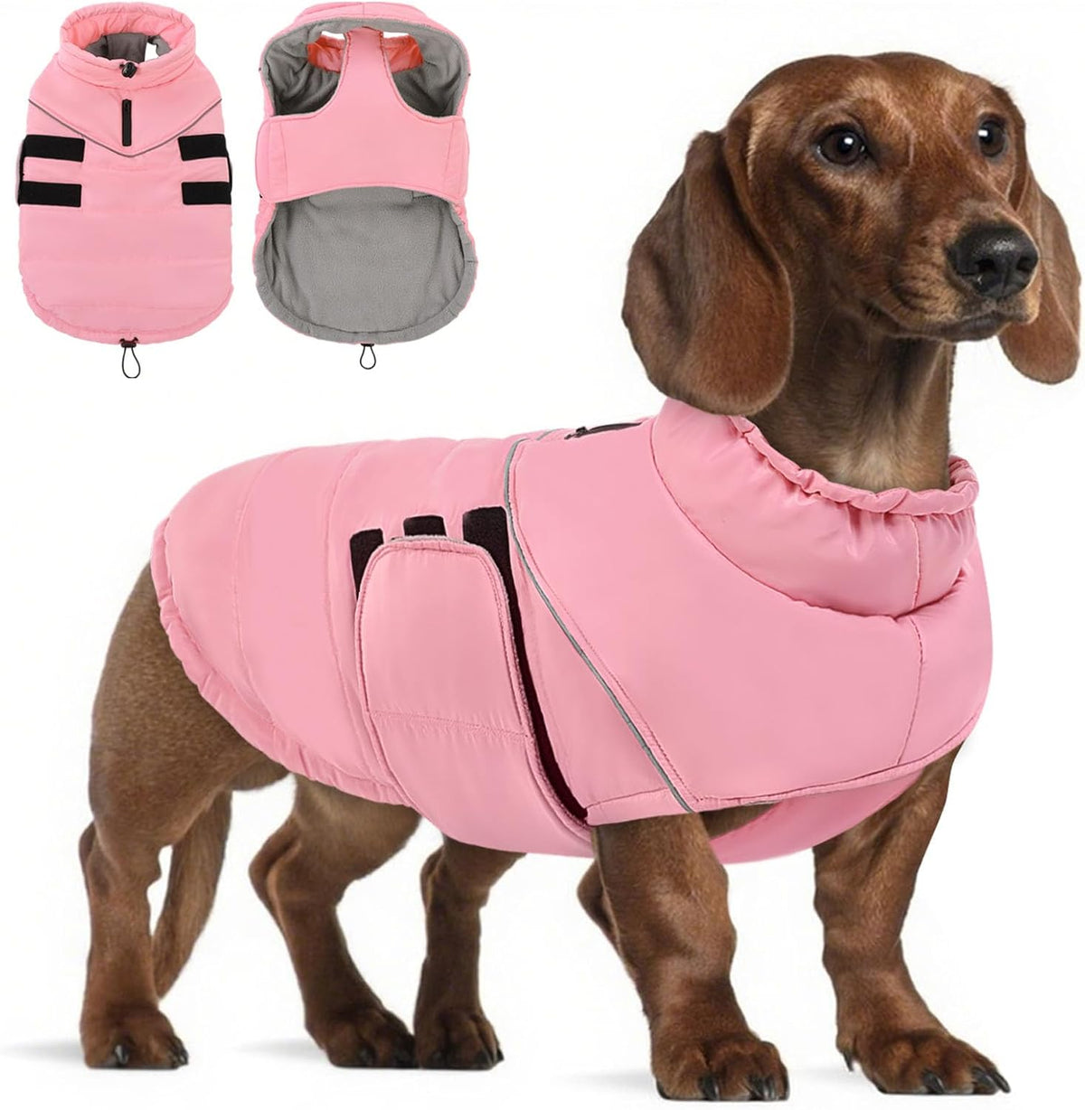 Dog Winter Jacket, Dog Windproof Reflective Jacket for Golden Retriever – Essentials for Dogs - Pink / Large