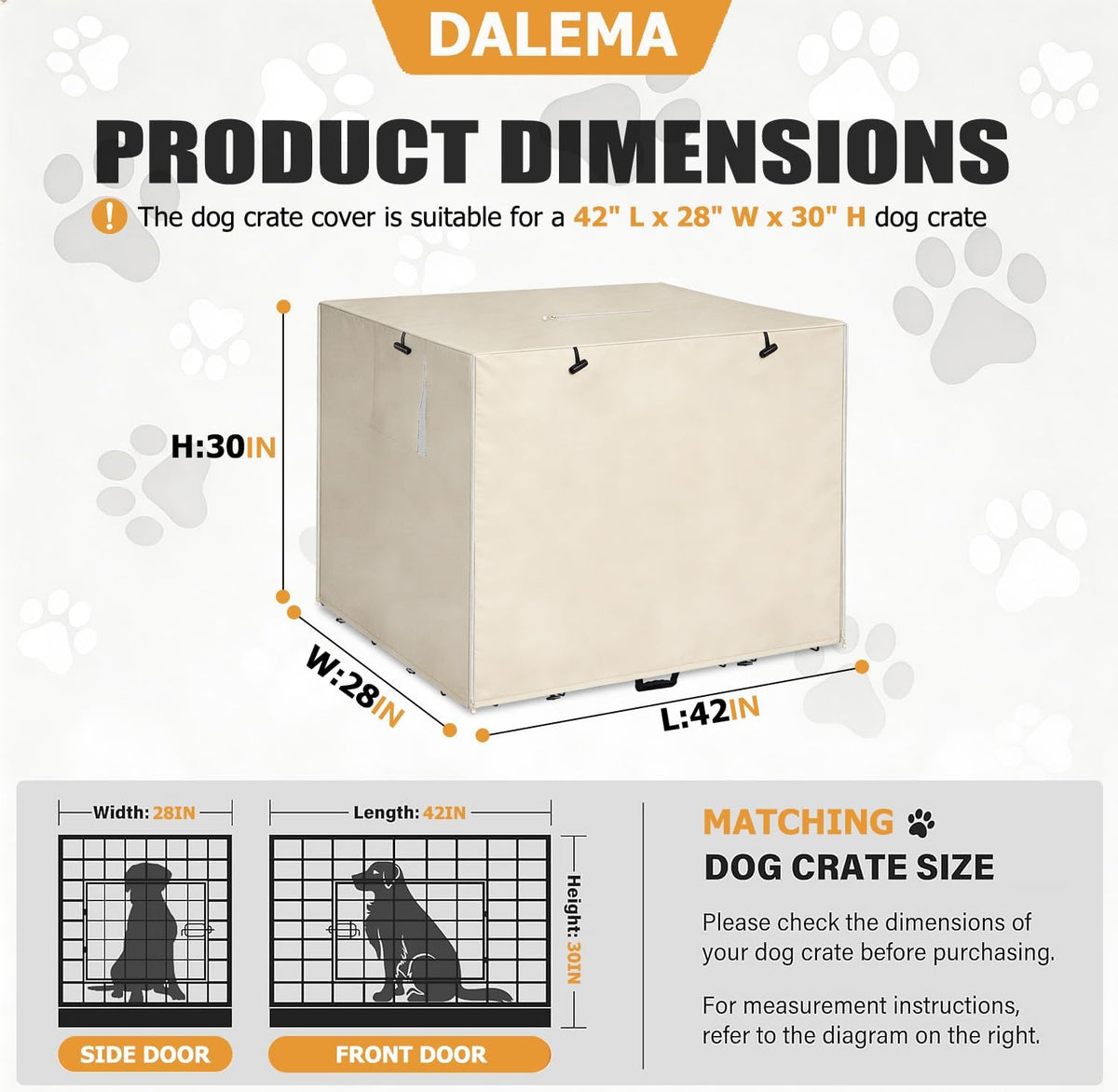 Dog Kennel Cover, Dog Crate Cover 48 Inch for Wire Dog Cages - 42.0"L x 28.0"W x 30.0"H / Beige - image 2